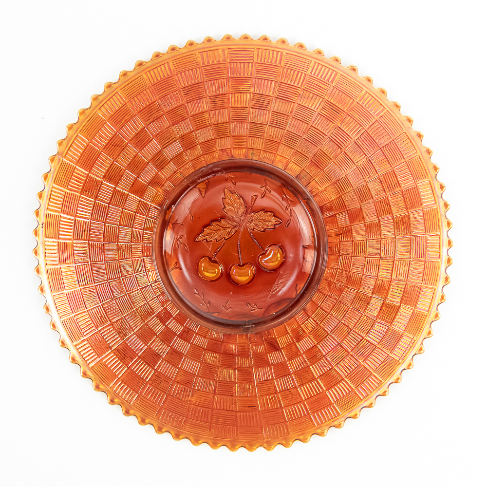 Carnival Glass: Fenton Three Fruits Plates 2pc Lot