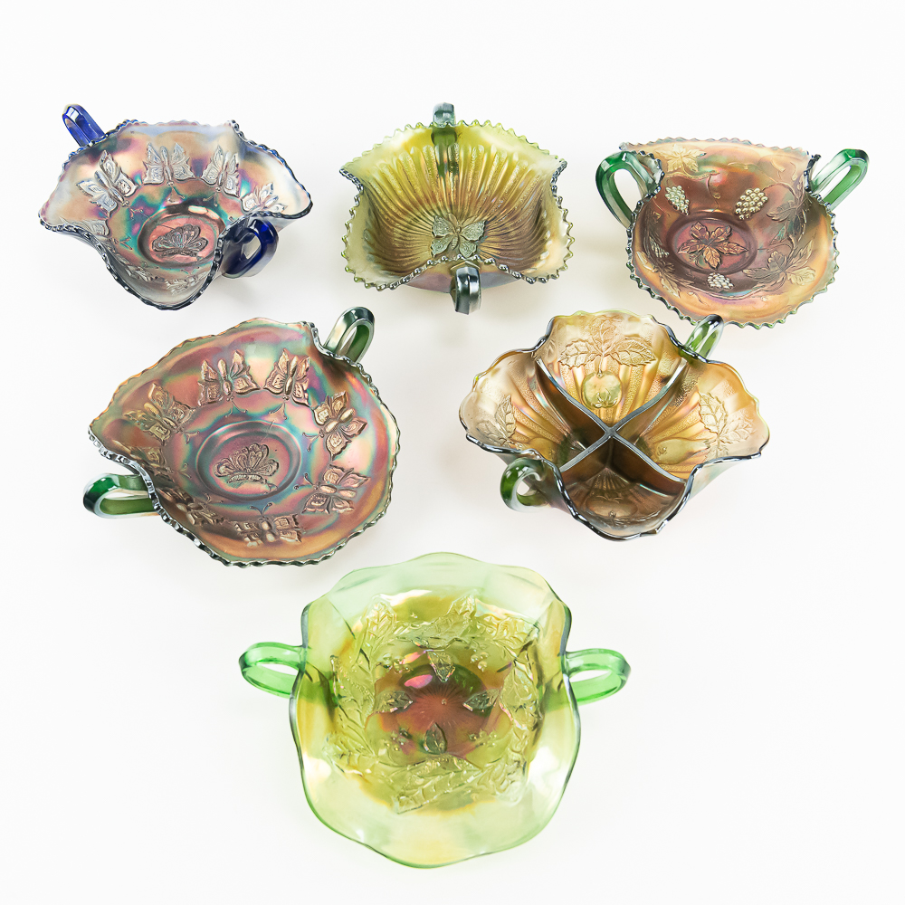 Carnival Glass: Assorted Bonbons 6pc Lot