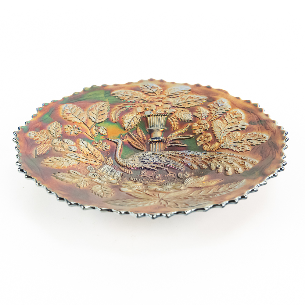 Carnival Glass: Fenton Peacock and Urn Plate