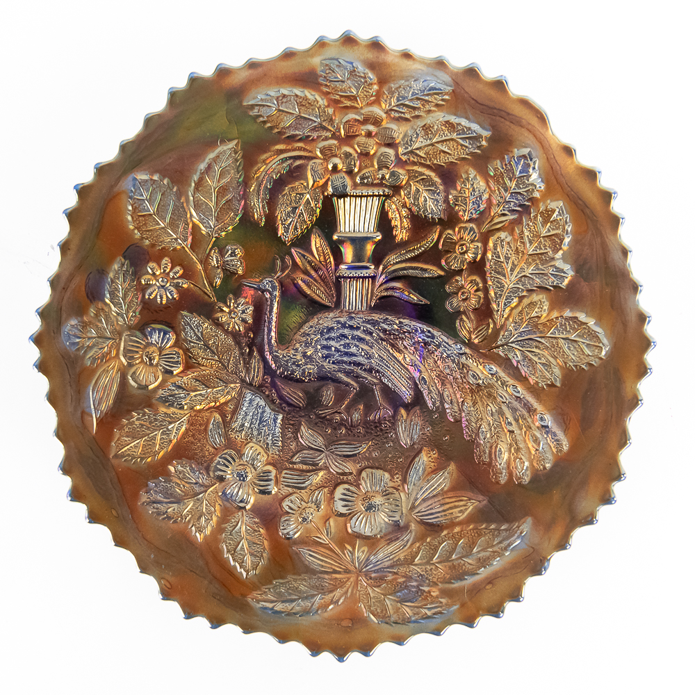 Carnival Glass: Fenton Peacock and Urn Plate