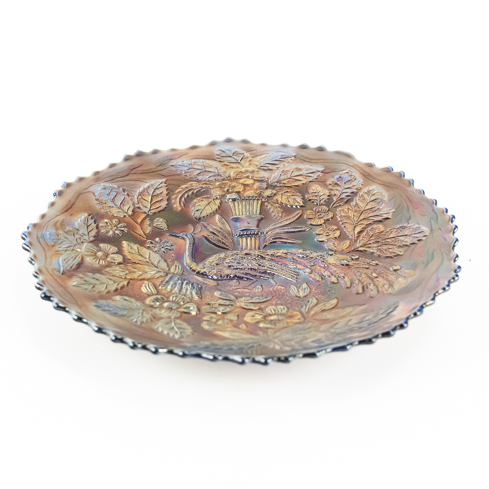 Carnival Glass: Fenton Peacock and Urn Plate