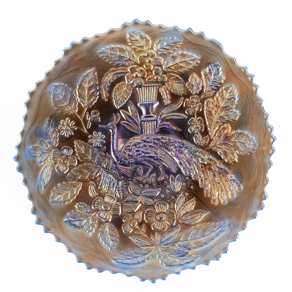 Carnival Glass: Fenton Peacock and Urn Plate