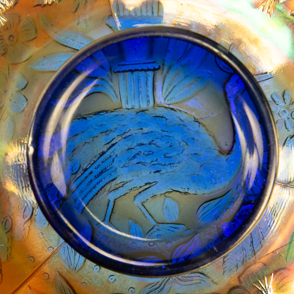 Carnival Glass: Fenton Peacock and Urn Plate