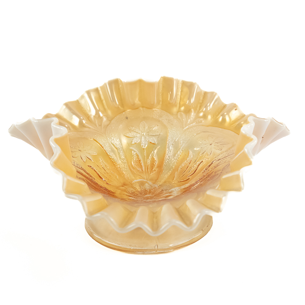 Carnival Gls Dugan Flowers & Flames Bowls 3pc Lot
