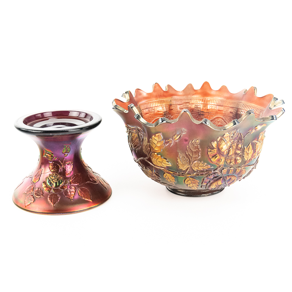 Carnival Glass Fenton Wreath of Roses Bowl