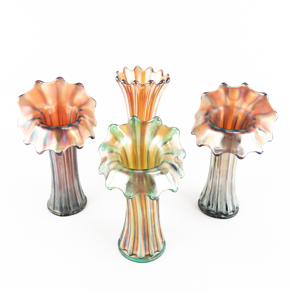 Carnival Glass: Westmoreland Corinth Vases 4pc Lot