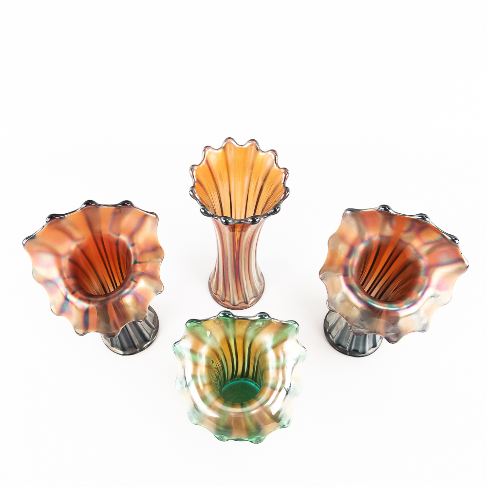 Carnival Glass: Westmoreland Corinth Vases 4pc Lot