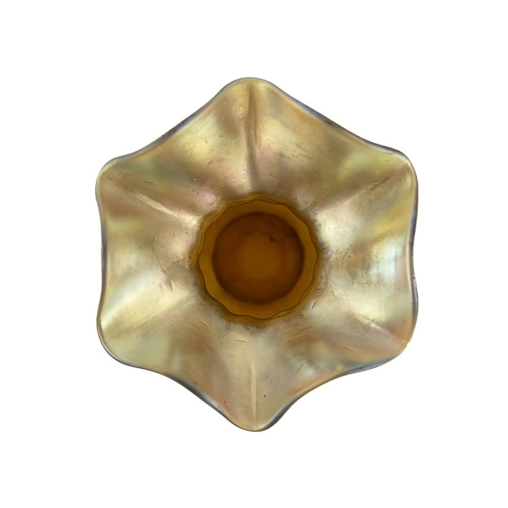 Iridescent Art Glass Ruffled Vase