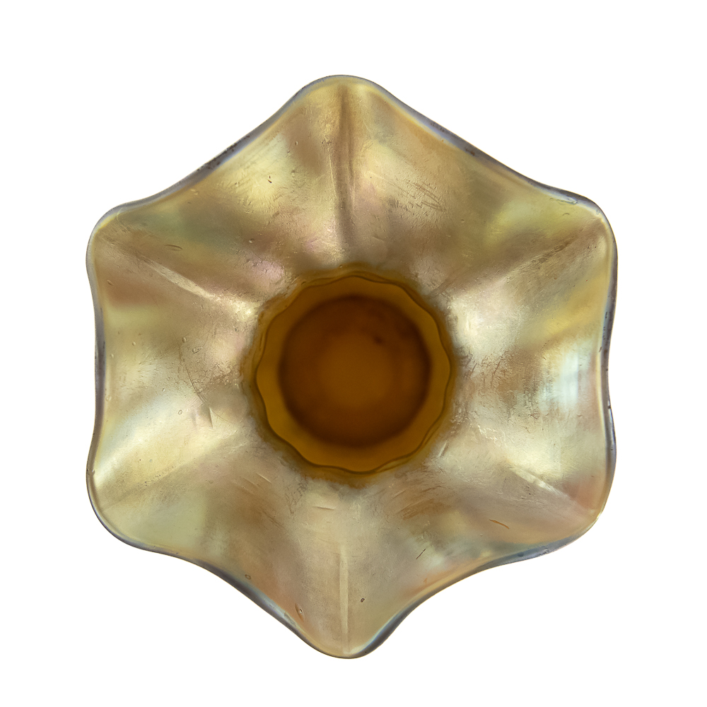 Iridescent Art Glass Ruffled Vase