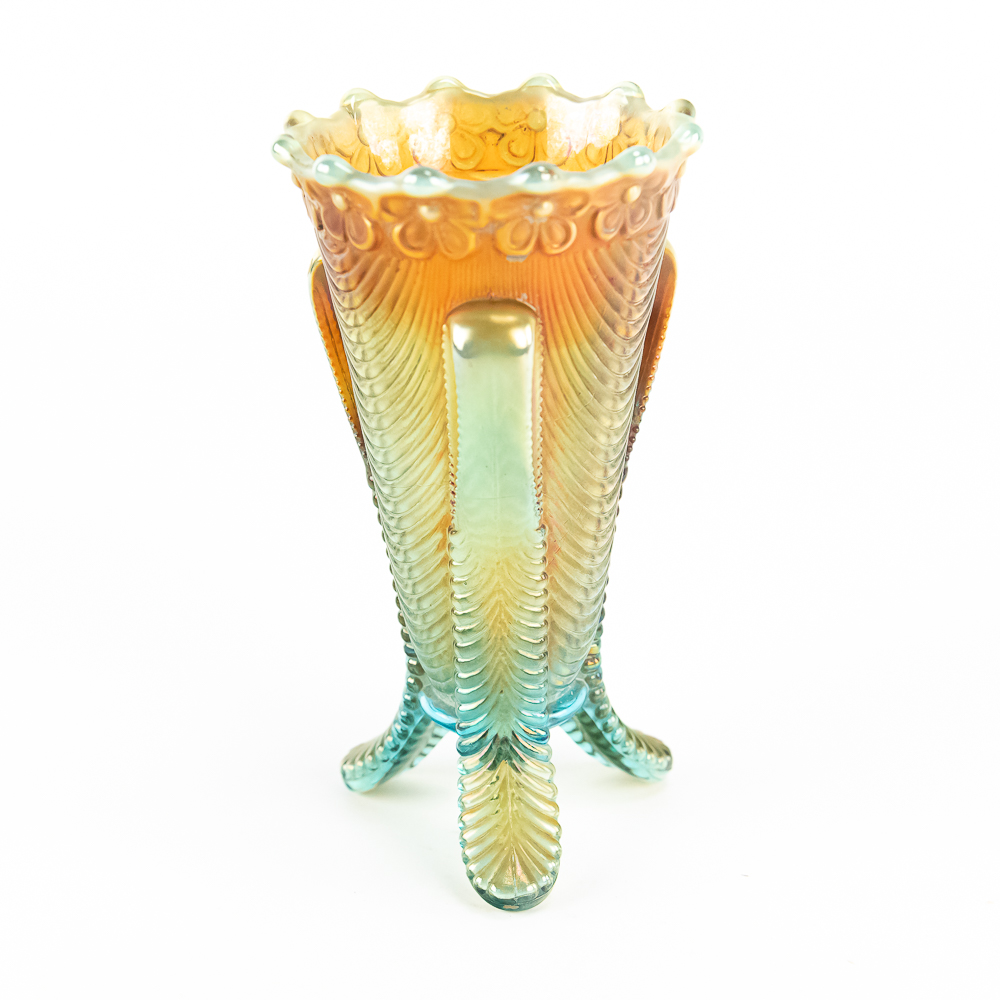 Carnival Glass: Northwood Daisy & Drape Ftd Vase