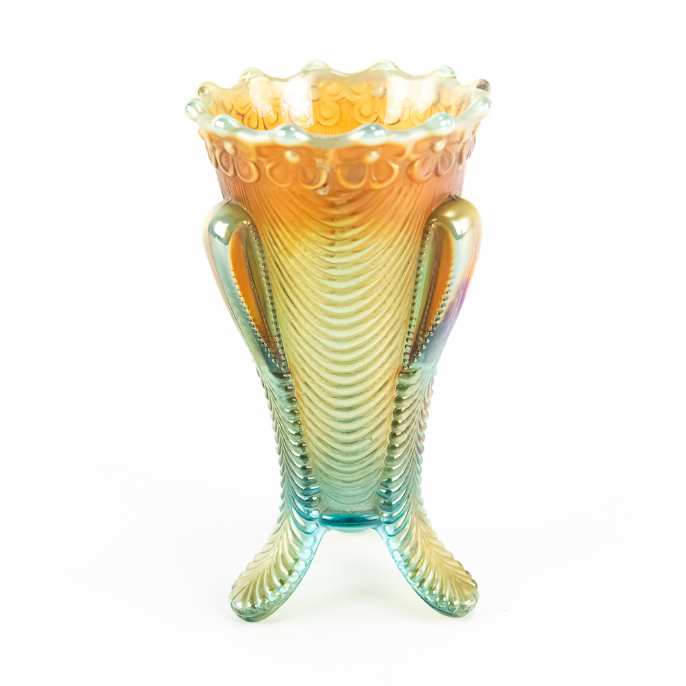 Carnival Glass: Northwood Daisy & Drape Ftd Vase
