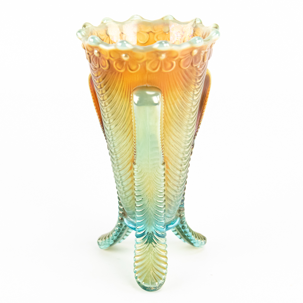 Carnival Glass: Northwood Daisy & Drape Ftd Vase
