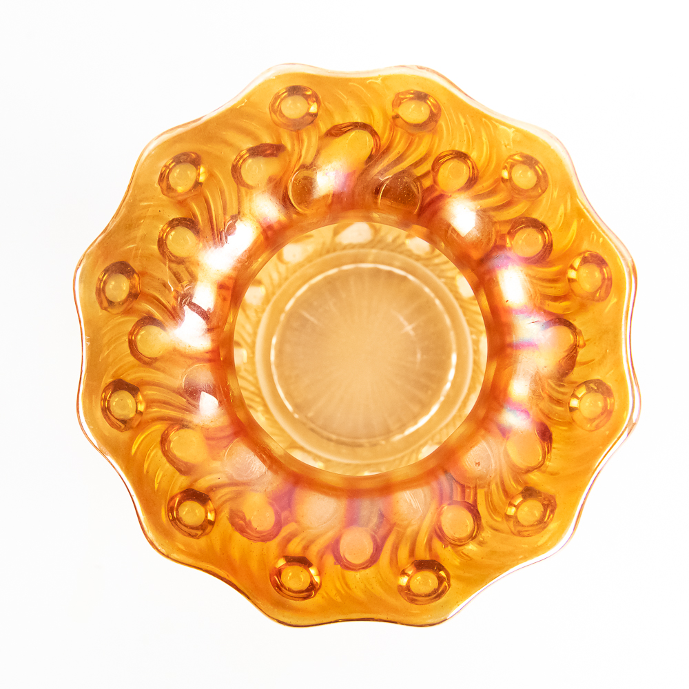 Carnival GlassMillersburg Swirled Hobnail Spittoon