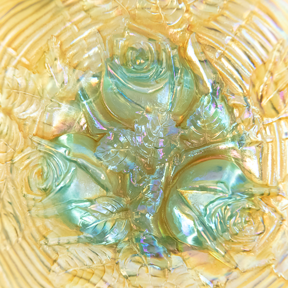 Carnival Glass: Northwood Rose Show Ruffled Bowl