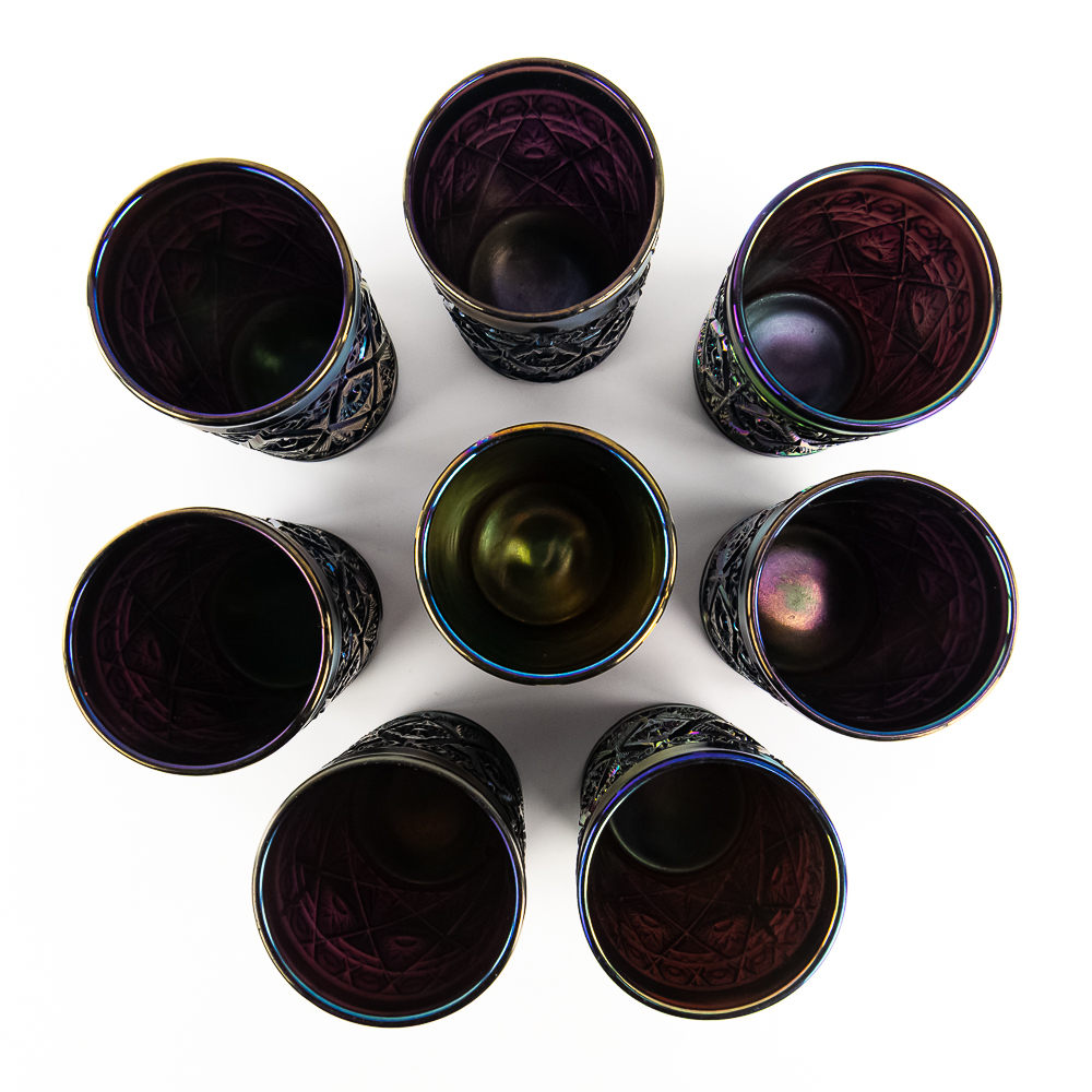 Carnival Glass:Imperial Diamond Lace 9pc Water Set