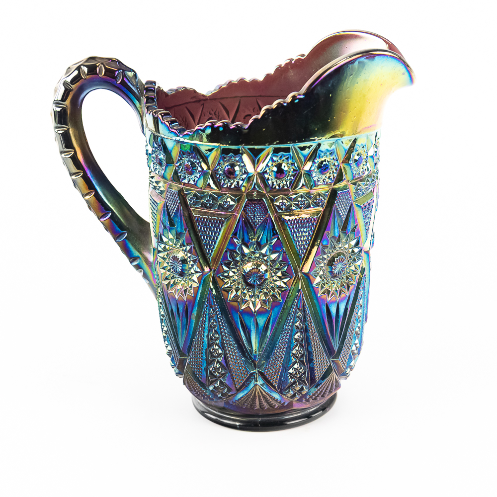 Carnival Glass:Imperial Diamond Lace 9pc Water Set