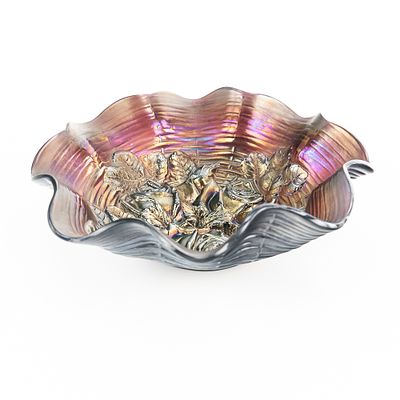 Carnival Glass Northwood Rose Show Bowl. Amethyst purple. Very iconic pattern with no visible 