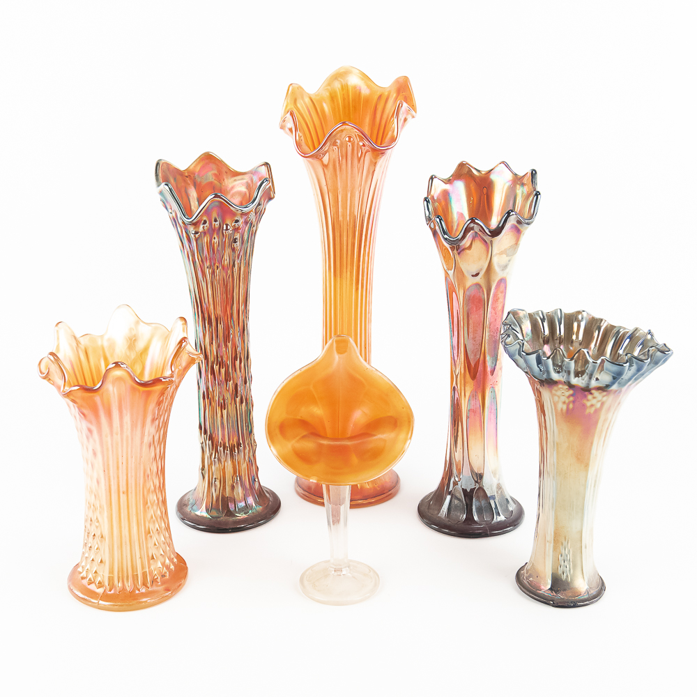 Carnival Glass: Fenton Vases 6pc Lot
