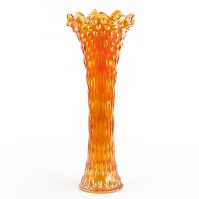 Carnival Glass: Fenton Rustic Funeral Vase. Marigold. A wonderful collectible funeral vase. It 