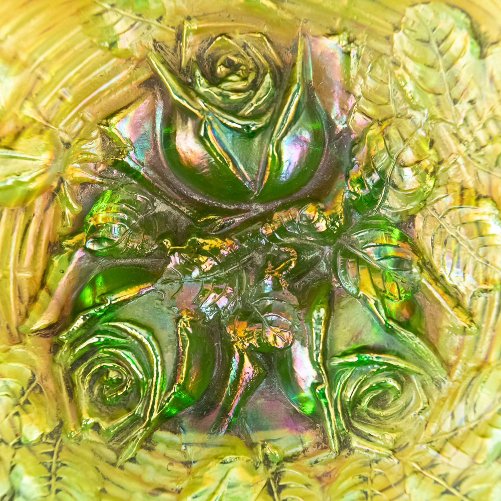 Carnival Glass: Northwood Rose Show Ruffled Bowl