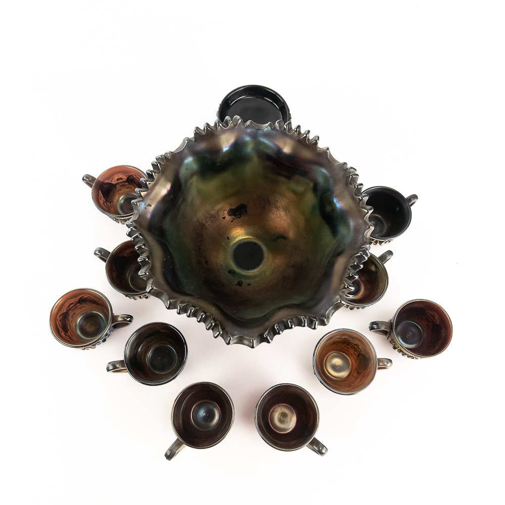 Carnival Glass: Northwood Memphis 13pc Punch Set