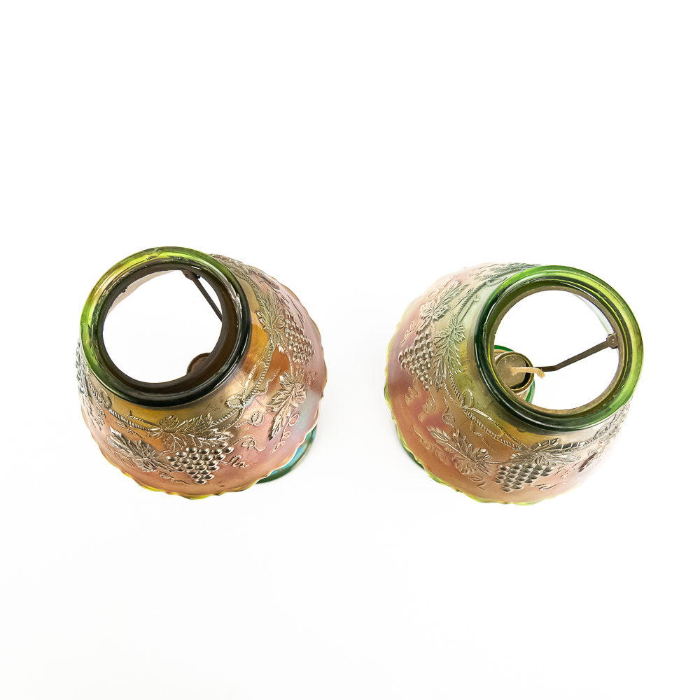 Carnival GlassNorthwood Grape & Cable Lamps (Pair)