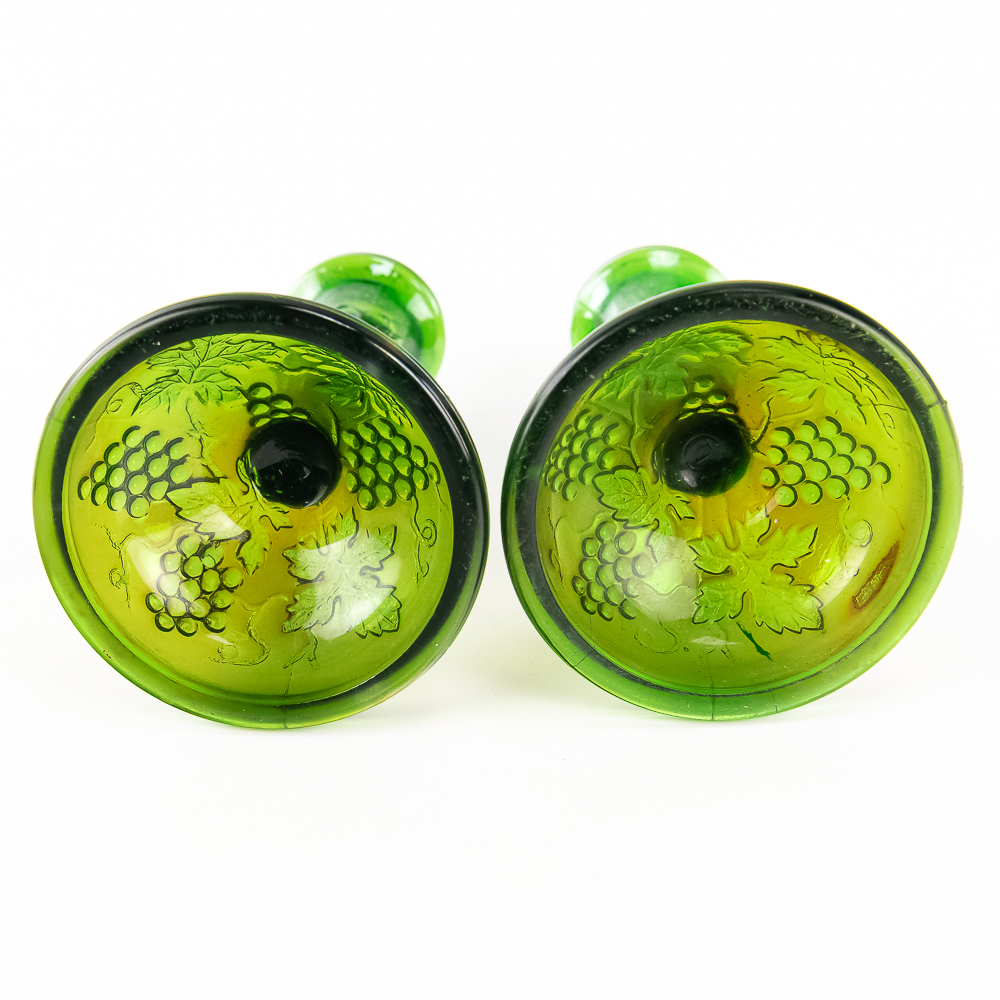 Carnival GlassNorthwood Grape & Cable Lamps (Pair)