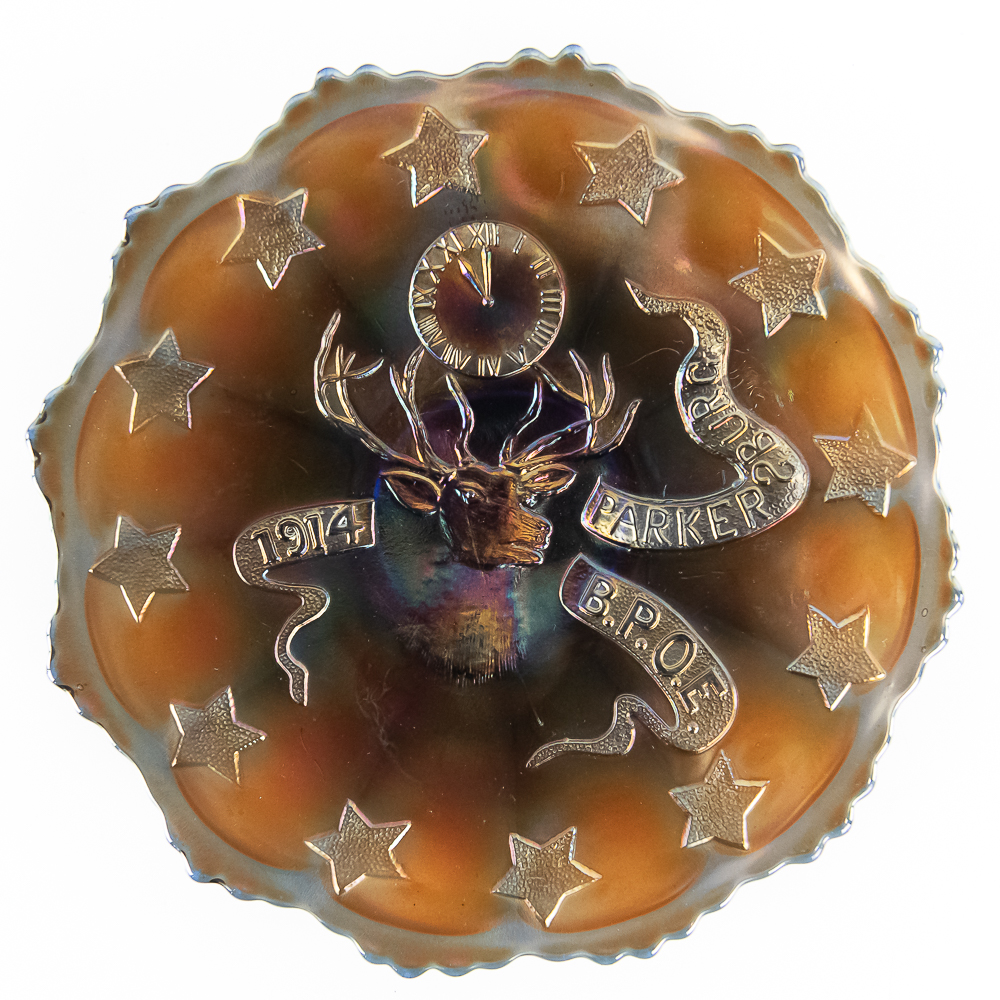 Carnival Glass: Fenton 1914 Parkersburg Elks Plate