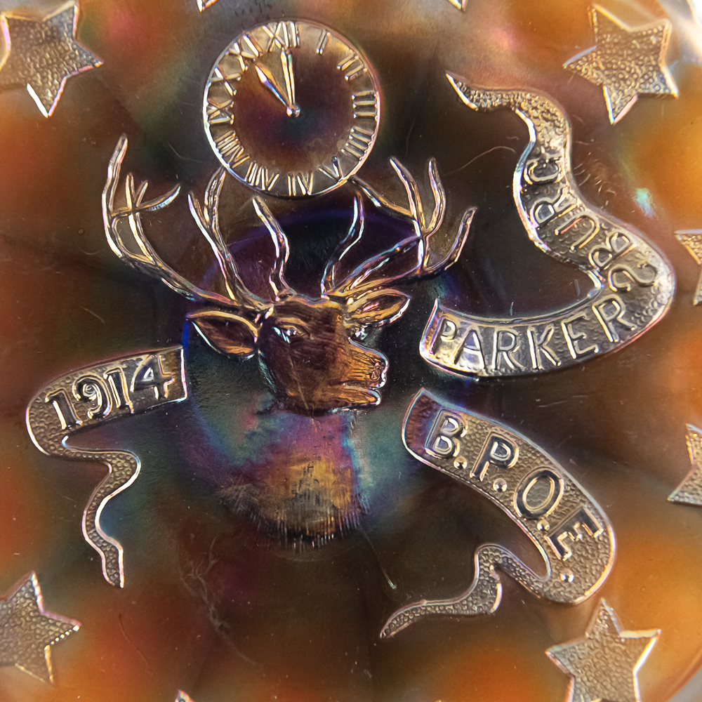 Carnival Glass: Fenton 1914 Parkersburg Elks Plate