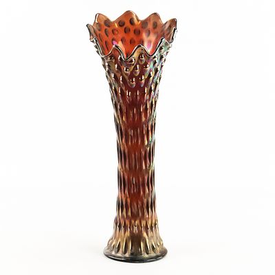 Carnival Glass: Fenton Rustic Funeral Vase. Amethyst purple. A beautiful, highly collectible 