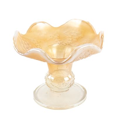 Carnival Glass: Westmoreland Wisteria & Band Vase. Peach opal. An extremely rare vase, this has 