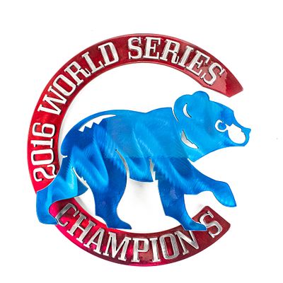 Chicago Cubs Decorative Metal Wall Art. Striking 2016 World Series Champion Chicago Cubs three 