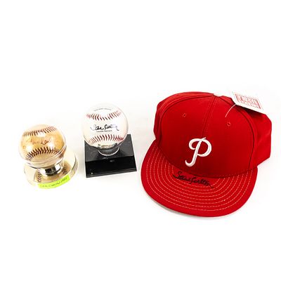 Steve Carlton Autographed Baseball & Phillies Hat. New with tags Steve Carlton AUTOGRAPHED 