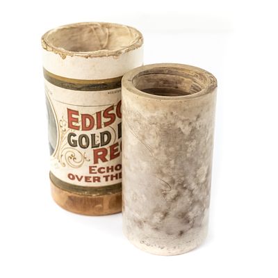 Brown Wax Cylinder Columbia 8902. Brown wax cylinder with a handwritten note identifying the 