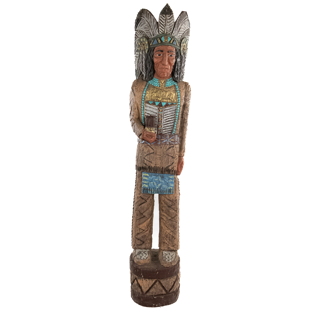 Hand-Carved Frank Gallagher Cigar Indian