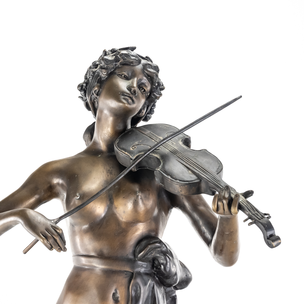 Large "La Musique" Female Violinist Bronze Statue