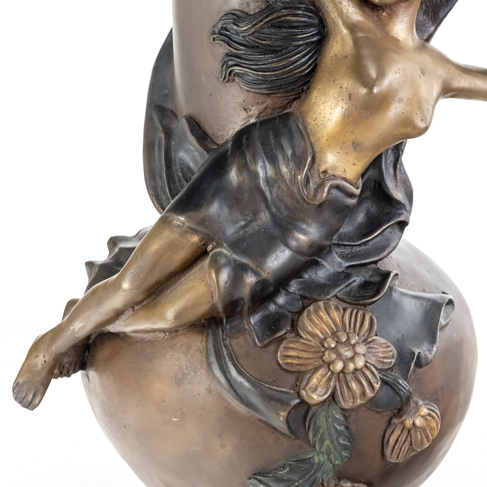Art Nouveau-Style Bronze Sculpture Vase