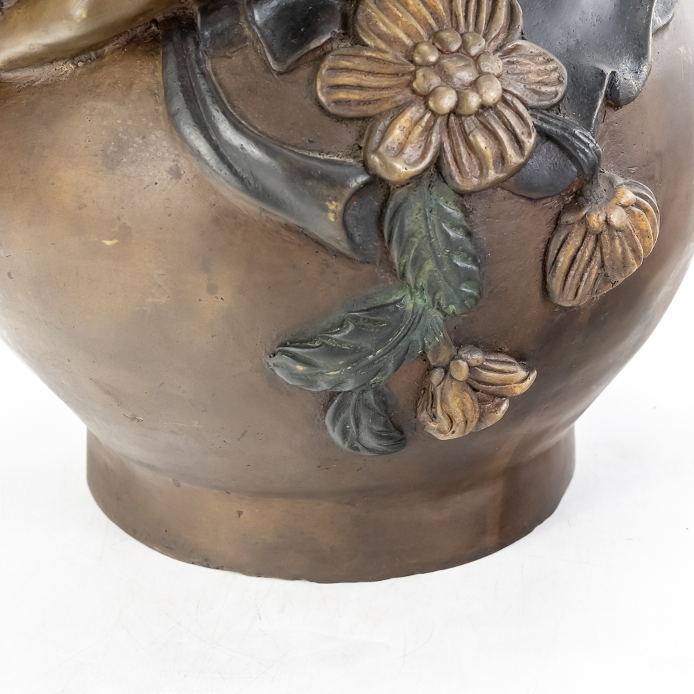 Art Nouveau-Style Bronze Sculpture Vase