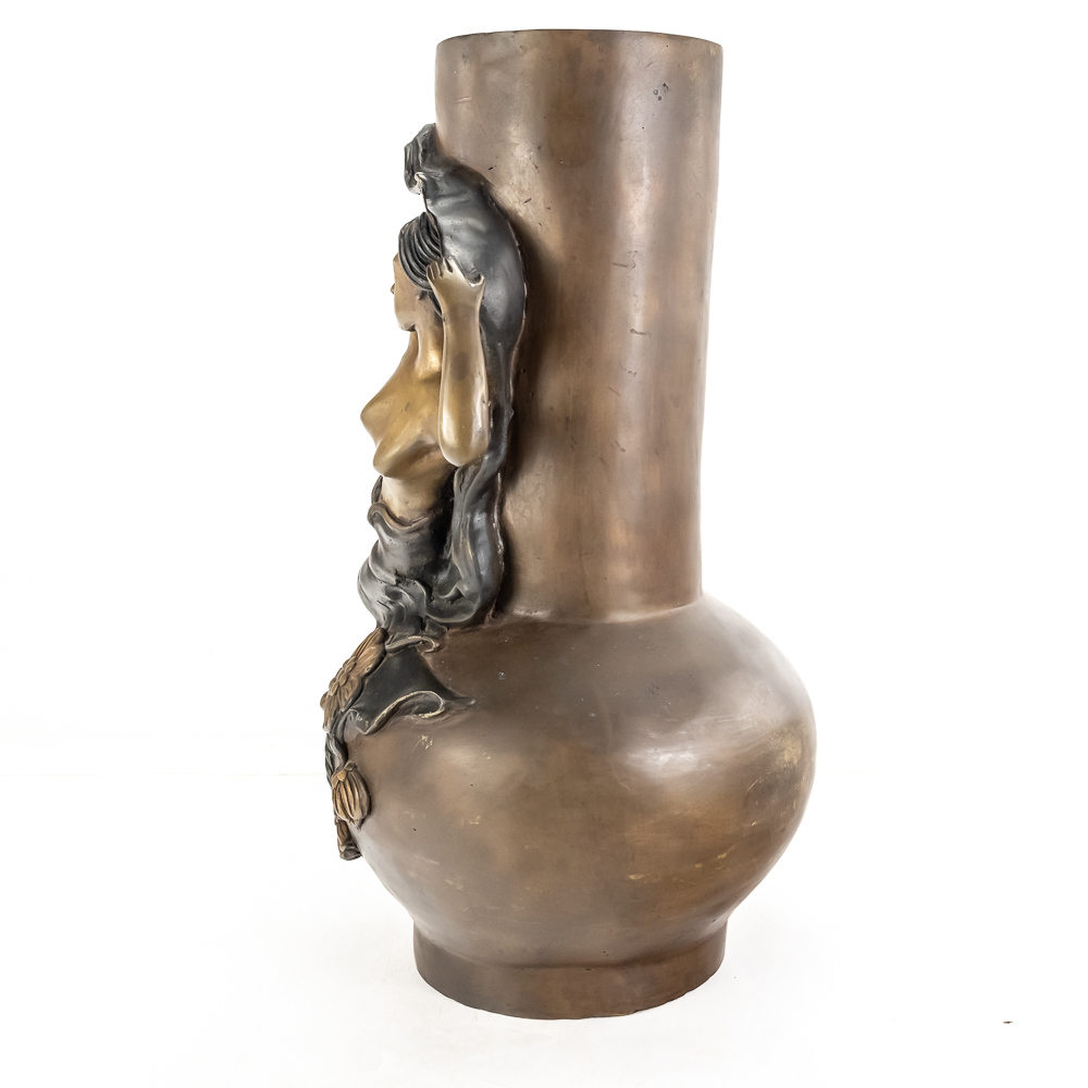 Art Nouveau-Style Bronze Sculpture Vase