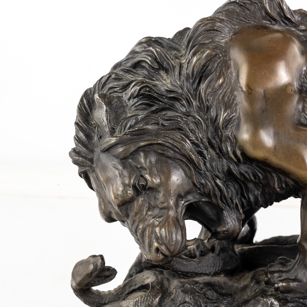 "Lion and Serpent" Bronze Sculpture
