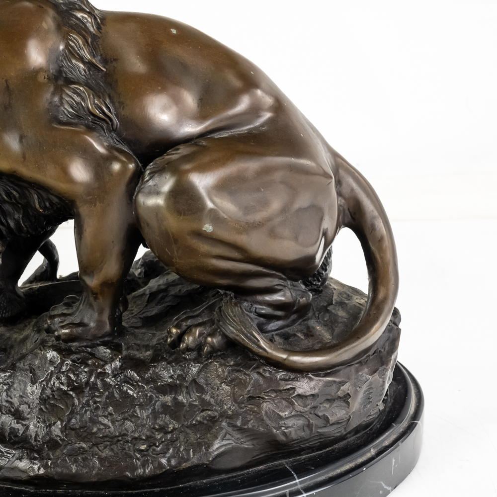 "Lion and Serpent" Bronze Sculpture