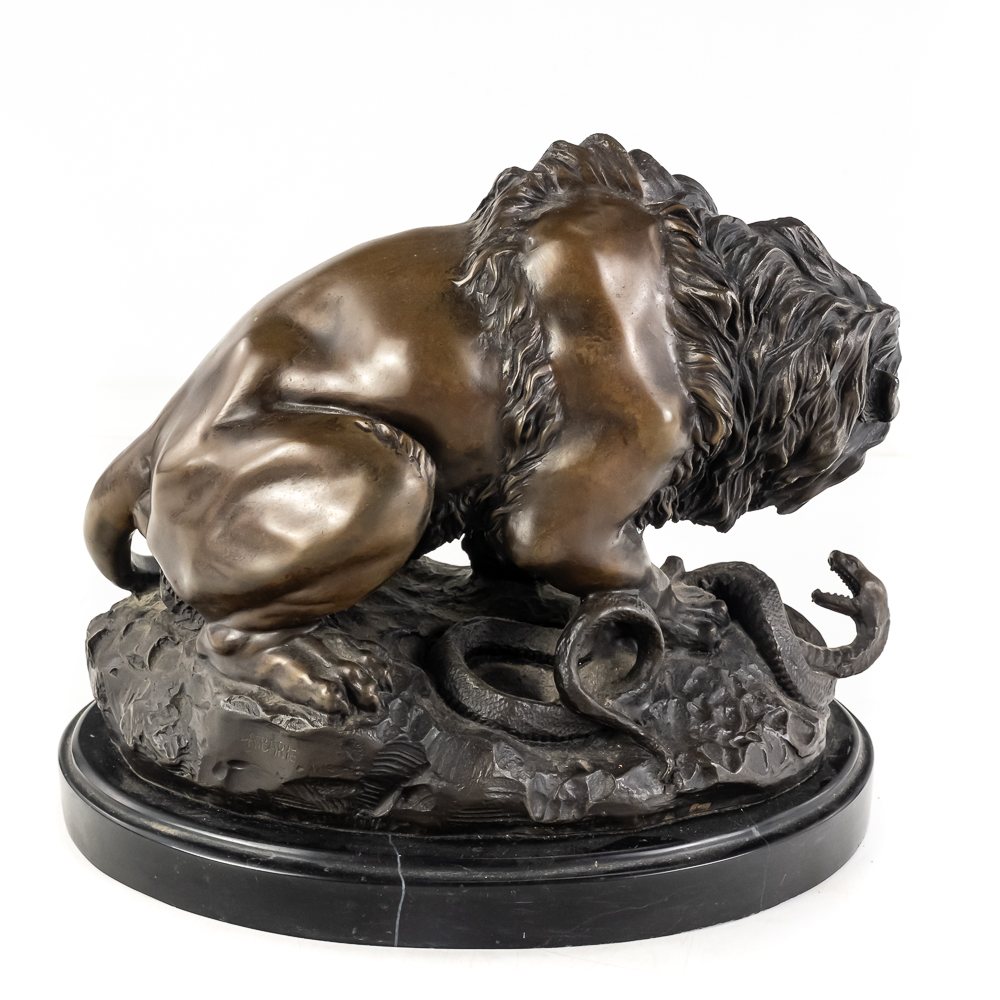 "Lion and Serpent" Bronze Sculpture