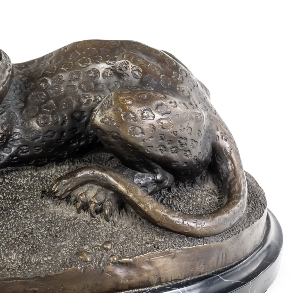 "Tiger and Gavial" Bronze Sculpture