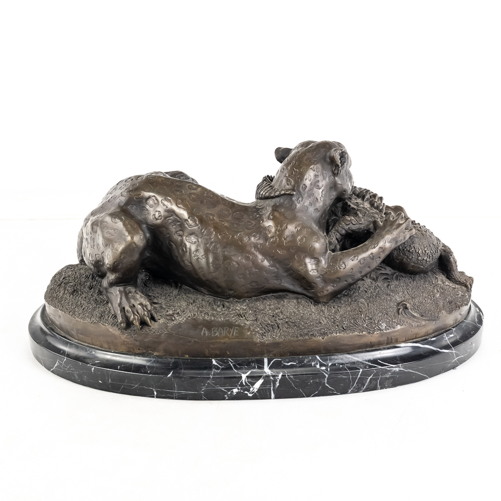 "Tiger and Gavial" Bronze Sculpture