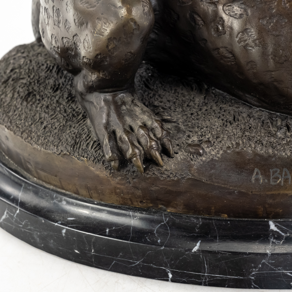 "Tiger and Gavial" Bronze Sculpture
