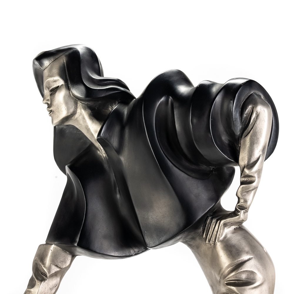 "Lady with Borzoi" Art Deco-Style Sculpture