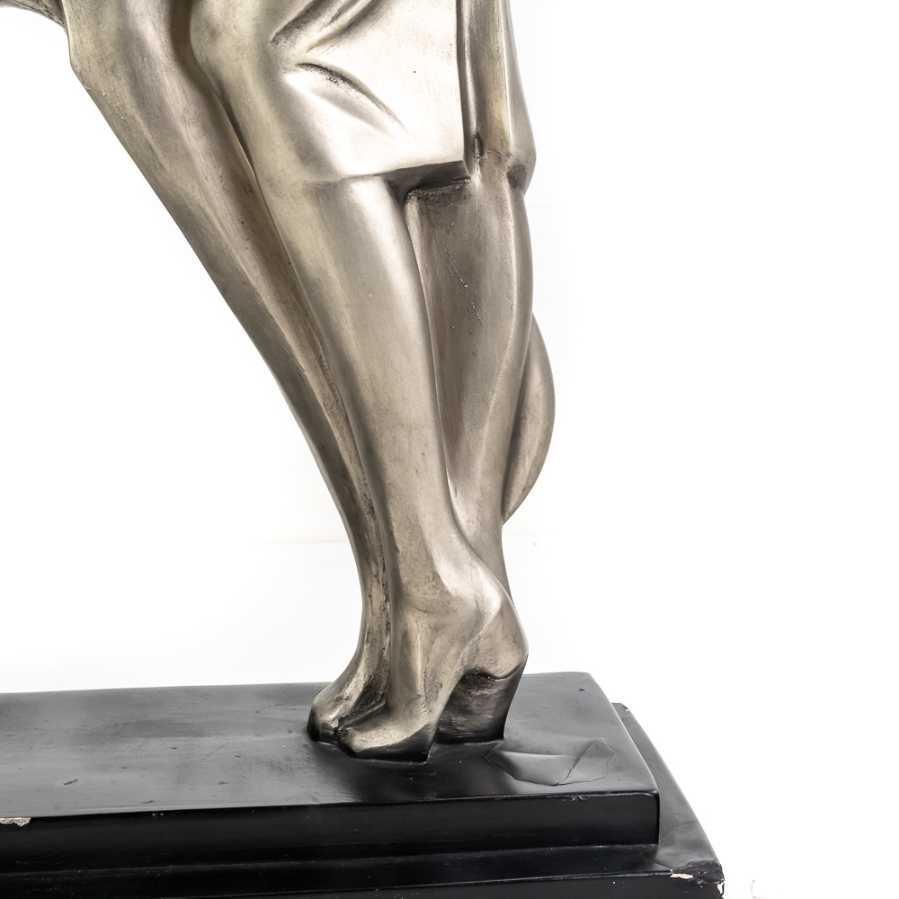 "Lady with Borzoi" Art Deco-Style Sculpture