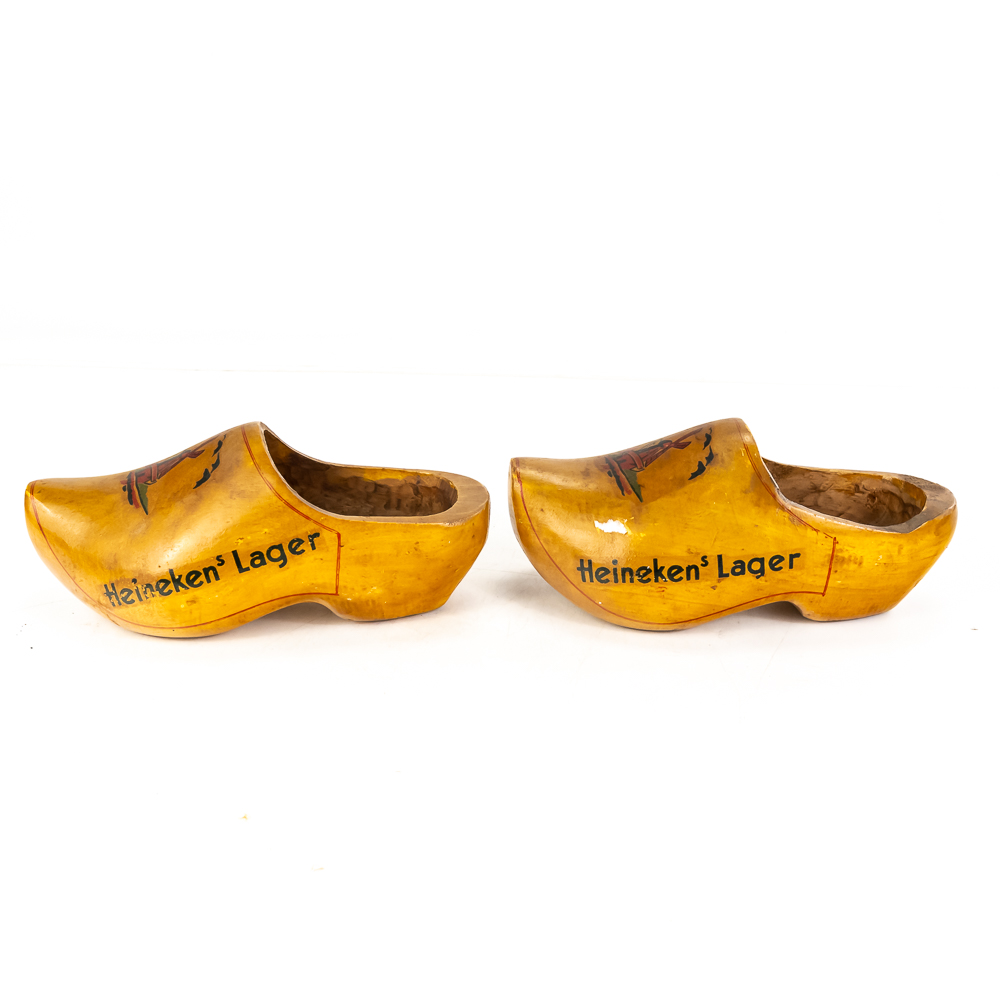 Pair of Vintage Heineken Beer Wooden Clogs