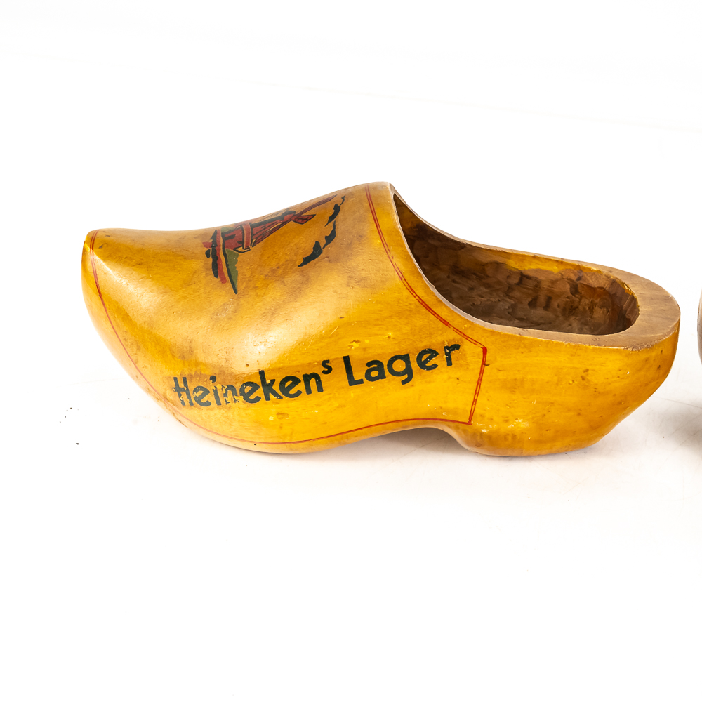 Pair of Vintage Heineken Beer Wooden Clogs