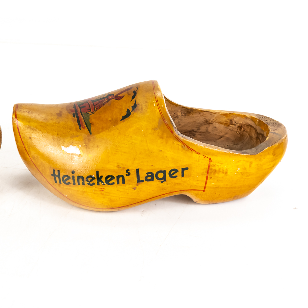 Pair of Vintage Heineken Beer Wooden Clogs